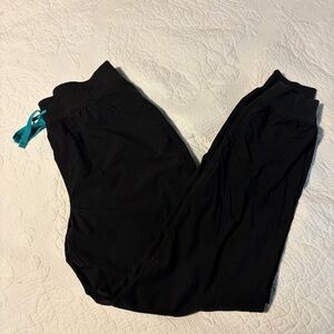Figs Black Jogger Pants with Turquoise Drawstring